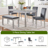 Dining Table Set, Table With A Rectangular Table And Upholstered Chairs