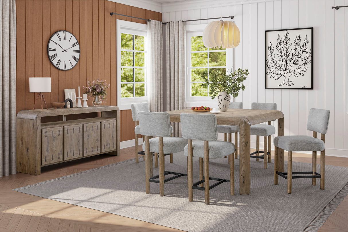 Pagosa - Upholstered Counter Height Stool (Set of 2) - English Knotty Oak / Gray