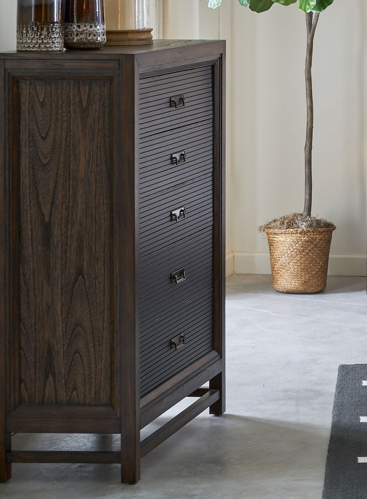 5 Drawer Chest, 2 Tone - Brown