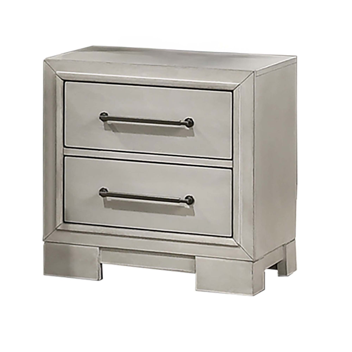 Nightstand With Square Legs And Sleek Handles - Antique White