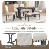 Dining Table Set With 4 Upholstered Chairs And Bench