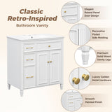 Freestanding Bathroom Vanity With Sink, Soft Close Door, Tip Out Drawer