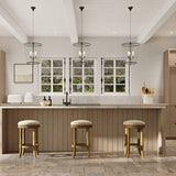 Backless Swivel Stool With Upholstered Seat