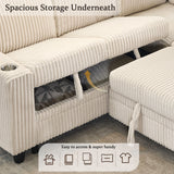 L-Shaped Sofa With Pull Out Sofa Bed With USB