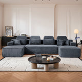 Sectional Sleeper Sofa & Storage Pockets, Modular Couch With Throw Pillows For Living Room