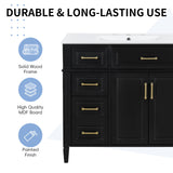 Bathroom Vanity With Sink, 4 Drawers, 2 Doors