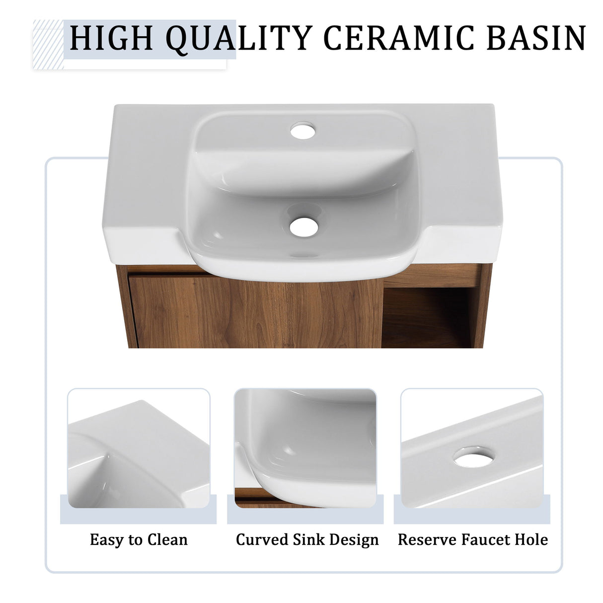 Wall Mounted Bathroom Vanity With Sink & Soft Close Door