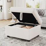 Movable Storage Ottoman Footrest For Living Room