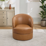 Swivel Accent Chair With 360° Smooth Spin - Black / Light Brown / Silver