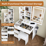 Modern Vanity Desk With 3 LED Lighting Modes, 4 Drawers