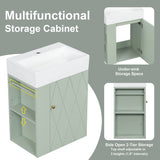 Modern Bathroom Vanity With Sink, Diamond Pattern Doors