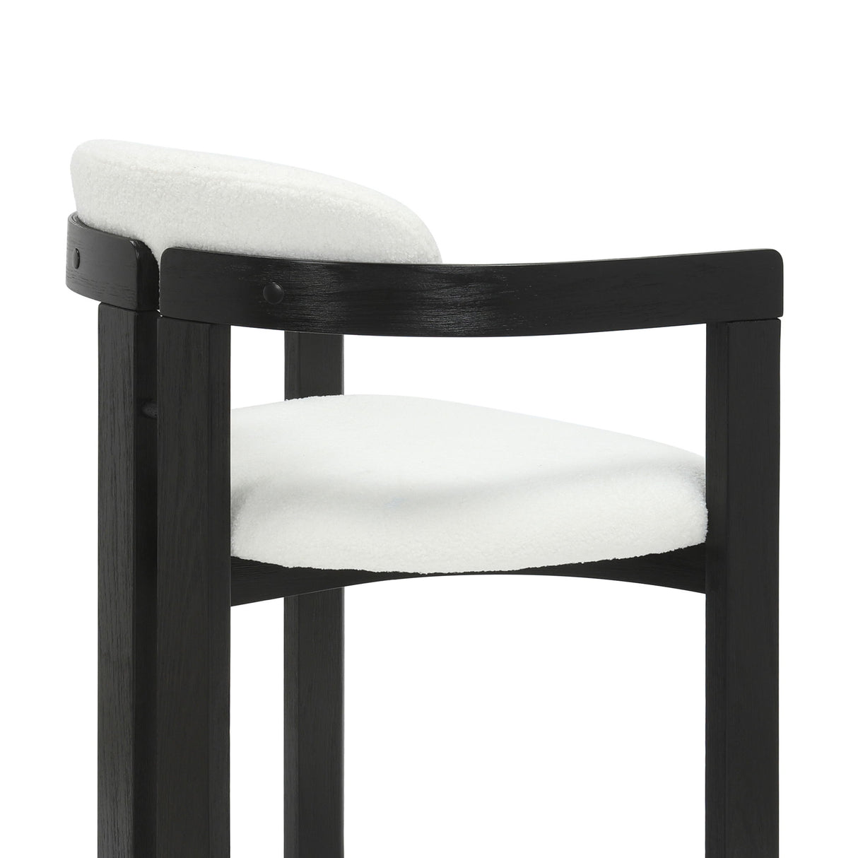 Jazmin - Curved Back Wood Dining Chair With Boucle Fabric Seat Set