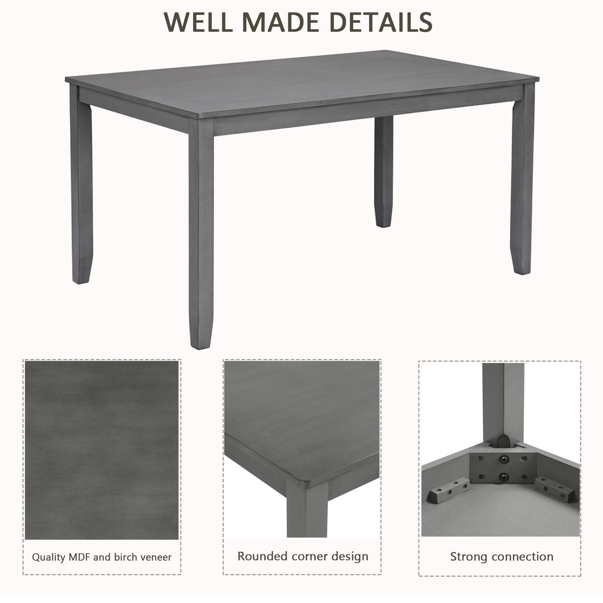 Kitchen Dining Set, Rectangular Dining Table & Upholstered Chairs