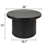 Fluted Cylinder Side Tables, Round End Tables For Living Room (Set of 2) - Black
