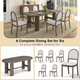 Oval Dining Table Set For 6 With 6 Upholstered Chairs