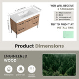 48" Freestanding Bathroom Vanity With Sink, Soft Close Cabinet Doors, 4 Drawers - Imitative Oak