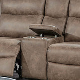1 Piece Manual Motion Loveseat With Hidden Cup Holders, Plush Back Cushion - Auburn