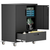 Mobile Tool Cart With Lockable Casters, Heavy-Duty Storage Organizer - Black
