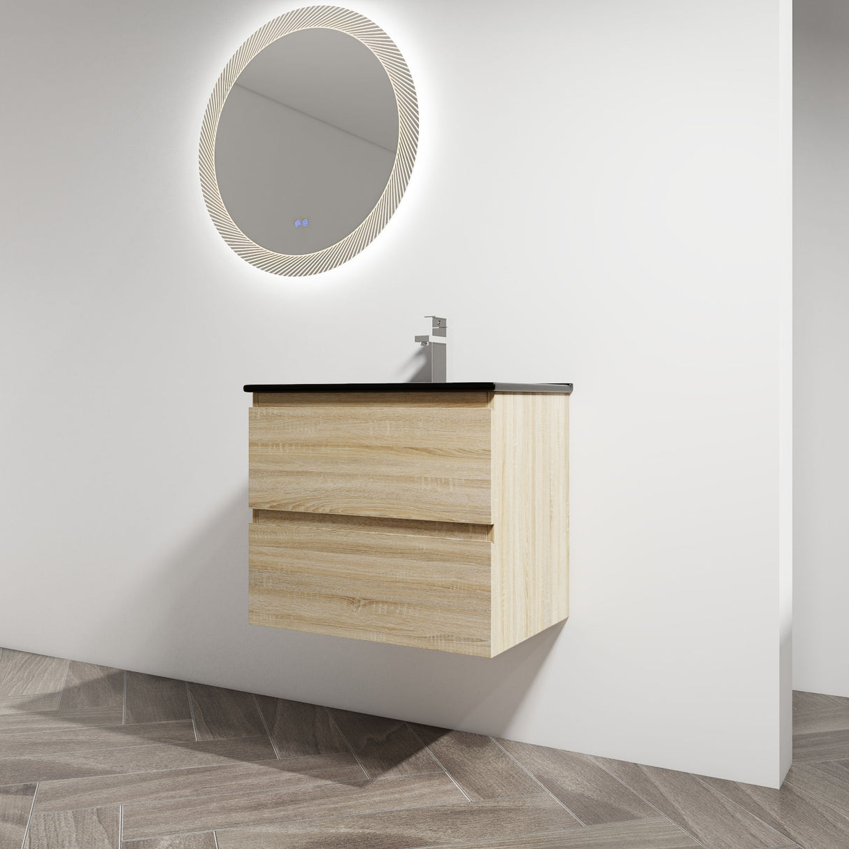 Wall Mounted Bathroom Vanity With Sink, 2 Soft Close Drawers