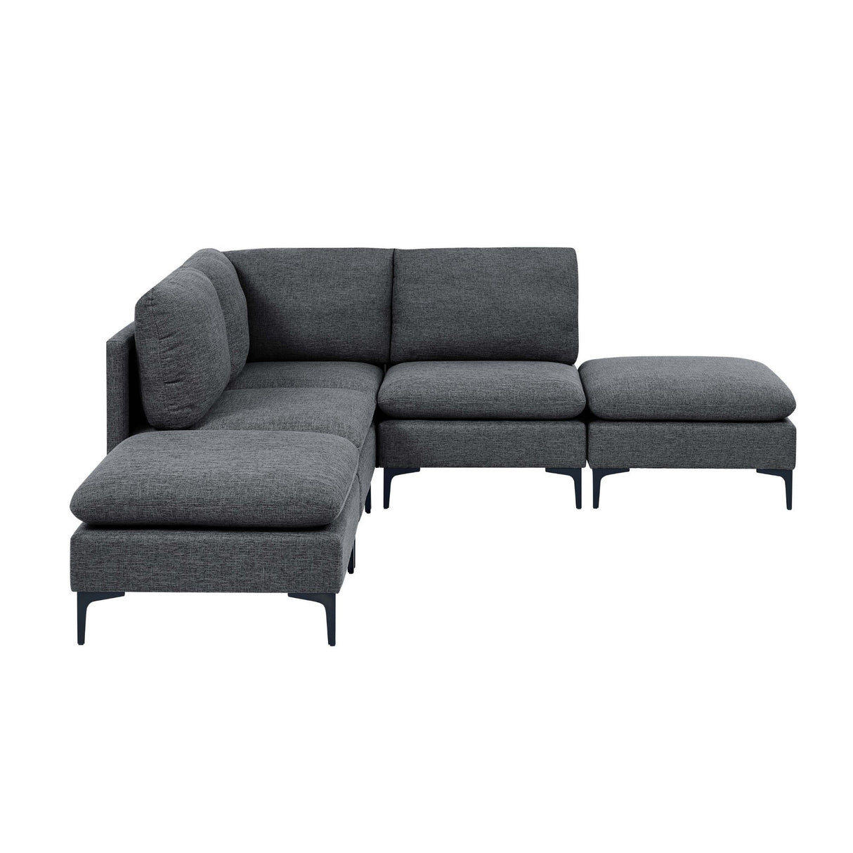 Upholstered Modular Sectional With Tall Legs, Medium Firm Seat