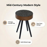 Round Coffee Table With Carved Top For Living Room