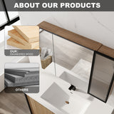 Wall Mounted Bathroom Mirror Cabinet With Soft Close Door, Adjustable Shelves - Imitative Oak