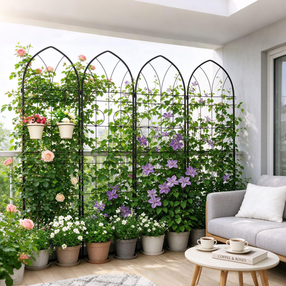 Metal Garden Trellis Rustproof Trellis For Climbing Plant, Outdoor Flower Support