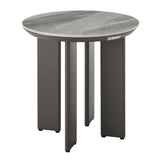 Ciela - Outdoor Round Sintered Stone Side Table With Pedestal Aluminum Base - Dark Bronze