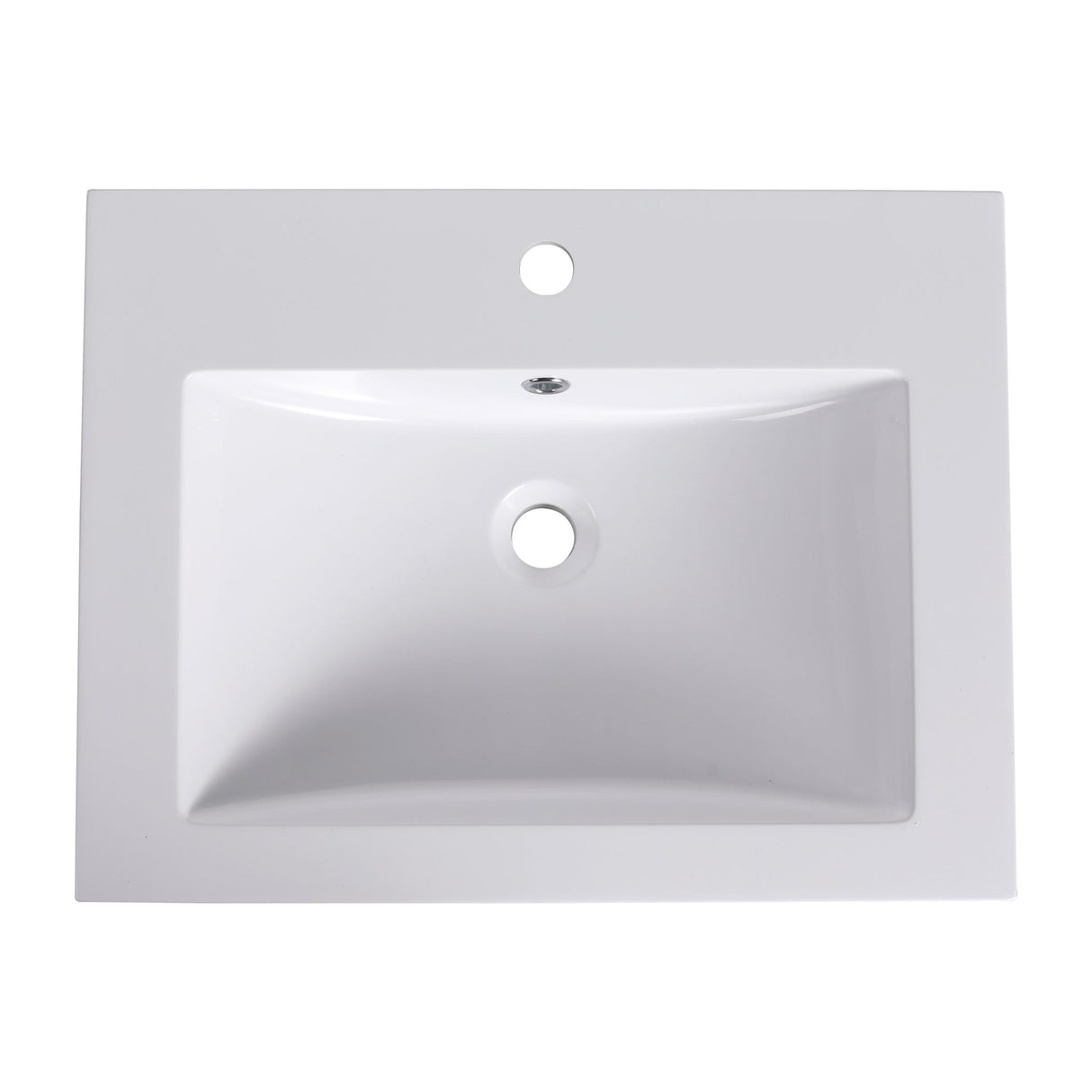 Bathroom Vanity Top With Integrated Sink, Center Basin, 1 Piece Countertop With Pre Drilled Faucet Hole - Glossy White