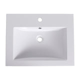 Bathroom Vanity Top With Integrated Sink, Center Basin, 1 Piece Countertop With Pre Drilled Faucet Hole - Glossy White