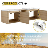 Wall Mounted Bathroom Vanity With Sink And Storage Shelves, Soft Close Doors