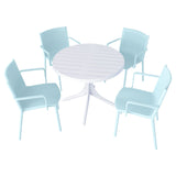 4 Modern Stackable Plastic Armchair Matched With Round Table
