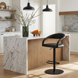 Marlow - Swivel Metal Adjustable Height Barstool With Faux Leather Seat