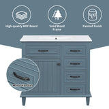Modern Bathroom Vanity With Sink Top, Flip Drawers, Adjustable Shelf