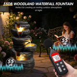 Outdoor Waterfall Fountain With LED Lights For Patio - Gray