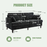 Chenille 2 Seater Sofa With LED Light, USB Charging Port, And Storage Bag