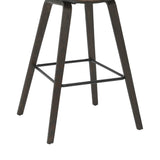 Fox - Bar Height Curved Back Wood Bar Stool With Faux Leather Seat