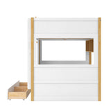 Bunk Bed With House Shaped Guardrails, Storage Shelves, And Trundle