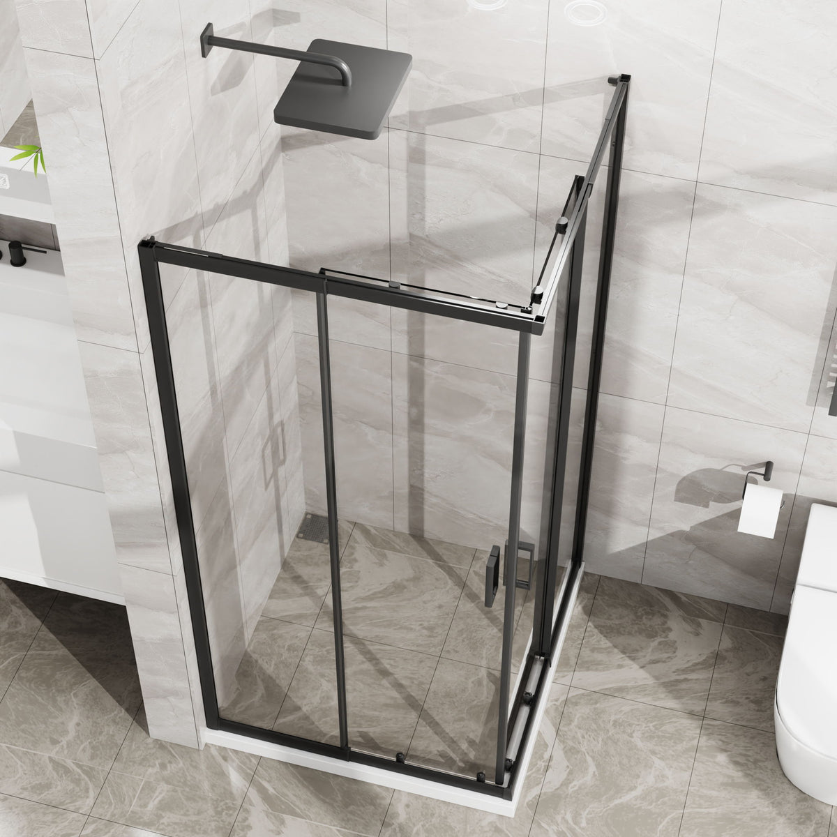 Square Corner Shower Enclosure, Adjustable Frame