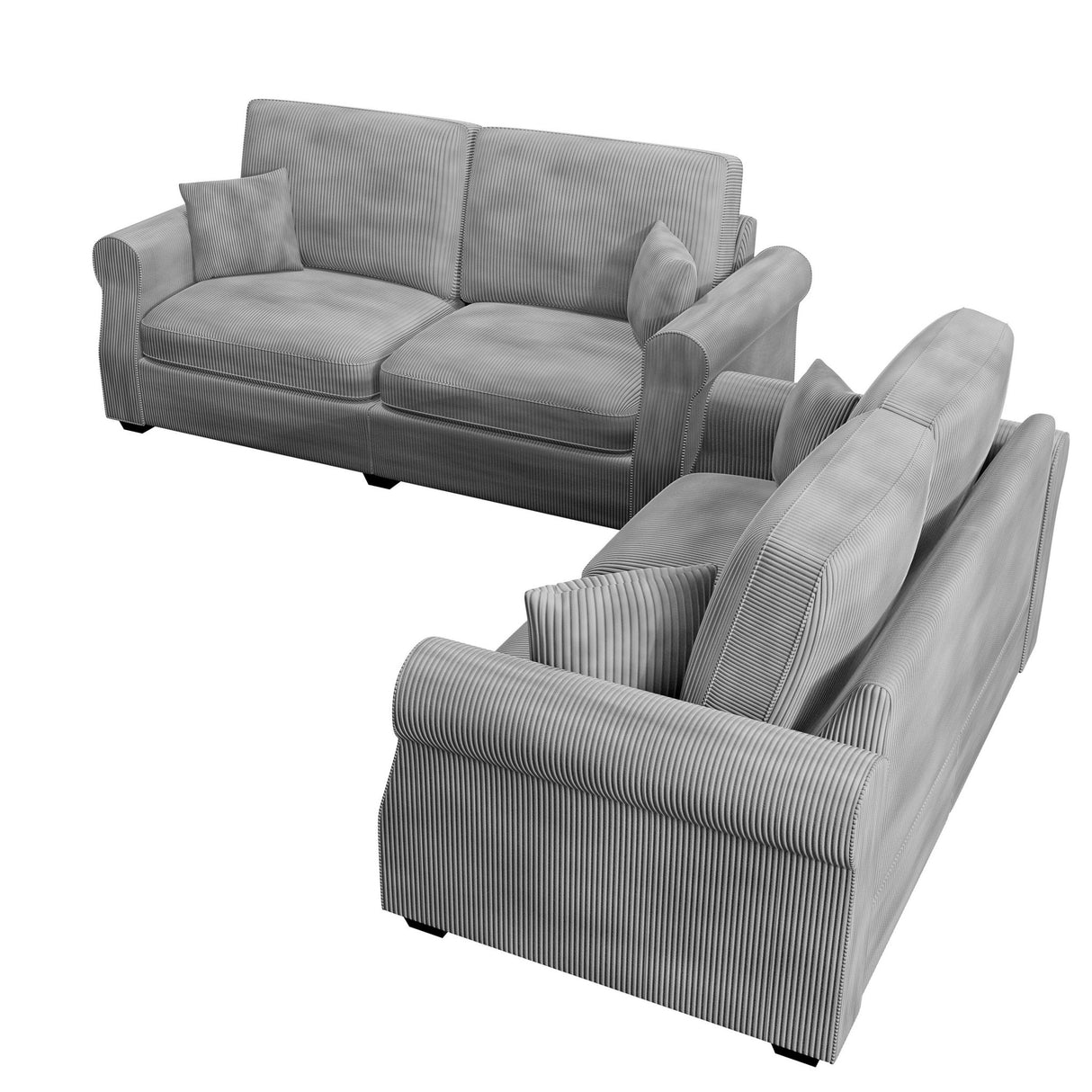 Contemporary 2 Piece Sofa Set With Matching Pillows