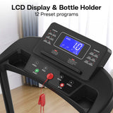 Walking Pad Treadmill With Foldable Design, Large LED Display, Stable Handrails - Black
