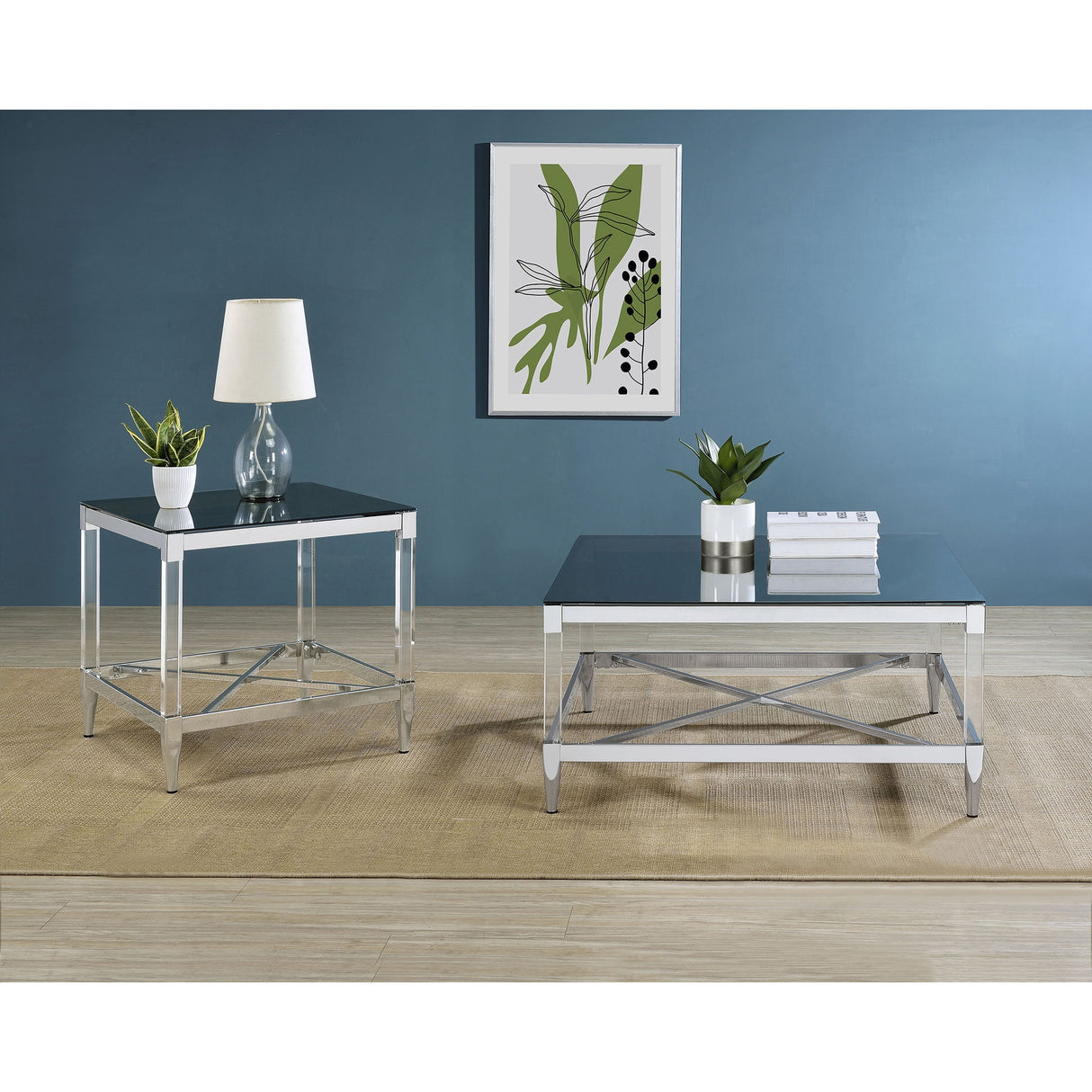 Wallingsford - 2 Piece Square Coffee And End Table Set - Chrome
