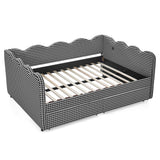 Gingham Daybed With USB Charging Port, Wave-Shaped Design