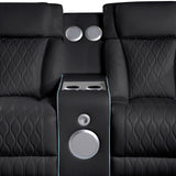 Electra - Power Recliner Sectional Sofa With Power Headrests, Console Loveseats, Wedge, LED Light Strip, Speakers