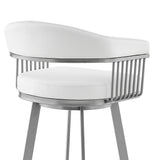Chelsea - 25" Counter Height Swivel Bar Stool - Silver Finish And White Faux Leather