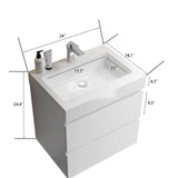Alice - Bathroom Vanity With Large Storage, Sink Wall Mounted Floating Bathroom Vanity For Modern Bathroom, One-Piece Sink Basin Without Drain And Faucet