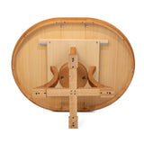 Extendable Round Dining Table, Adjustable Length, Construction With Space Saving Design - Natural Wood