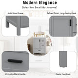 Bathroom Vanity With Sink, Soft Close Door, Double Layer Door Shelf And 3 Drawers - Gray