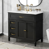 Bathroom Vanity With Sink, 2 Doors 2 Drawers, Freestanding Design