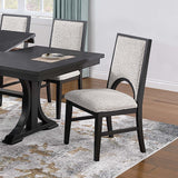 Upholstered Dining Chairs With Arched Cutout Backrest (Set of 2) - Black / White